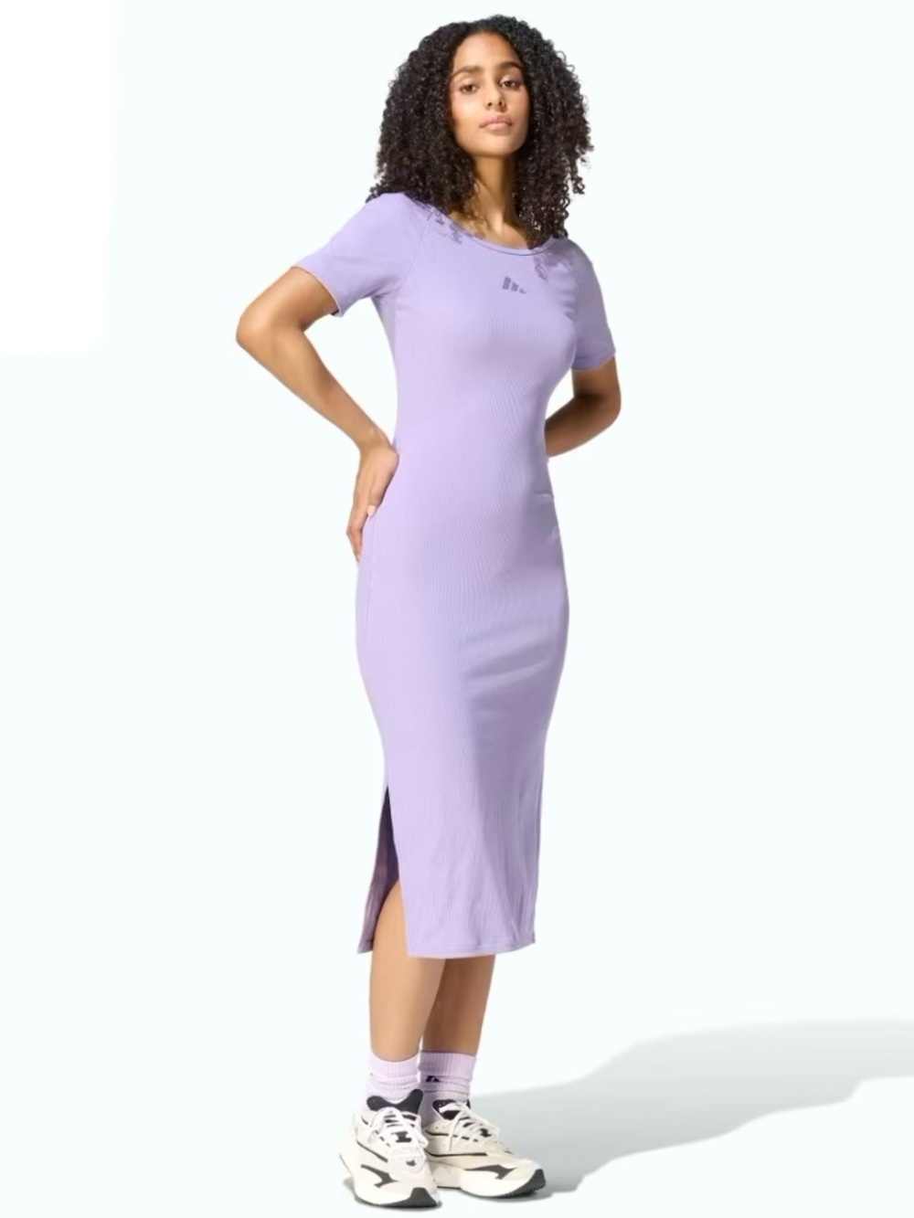 ADIDAS Women’s Kit small logo ribbed midi dress💜💜